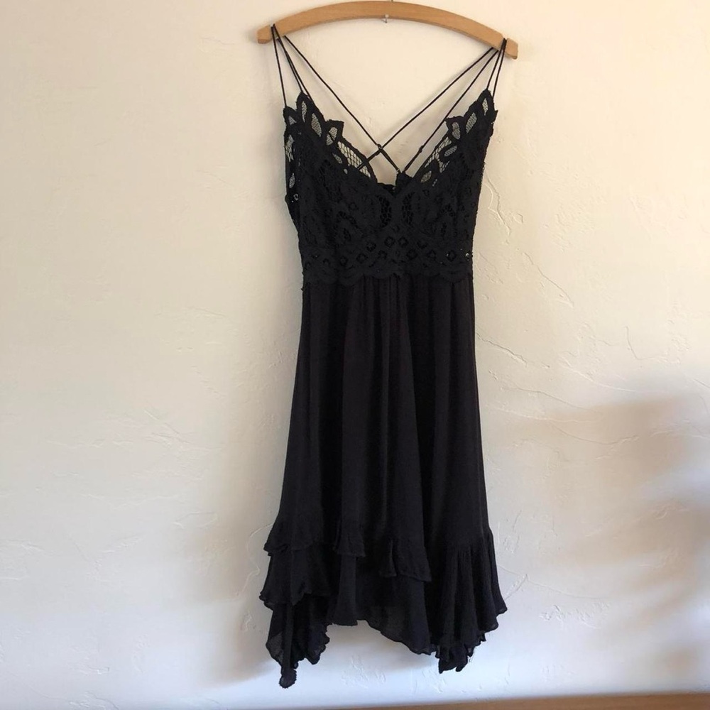 Free People Gauze Rayon ruffle dress with lace bralette top